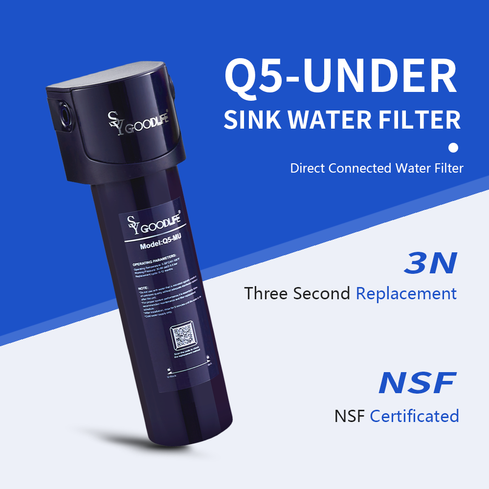 SY GOODLIFE Q5-MU 0.01 Micron Filtration Under Sink Water Filter Connects Directly to The Faucet and Effectively Reduces contaminants, impurities & Odors and Improves Taste