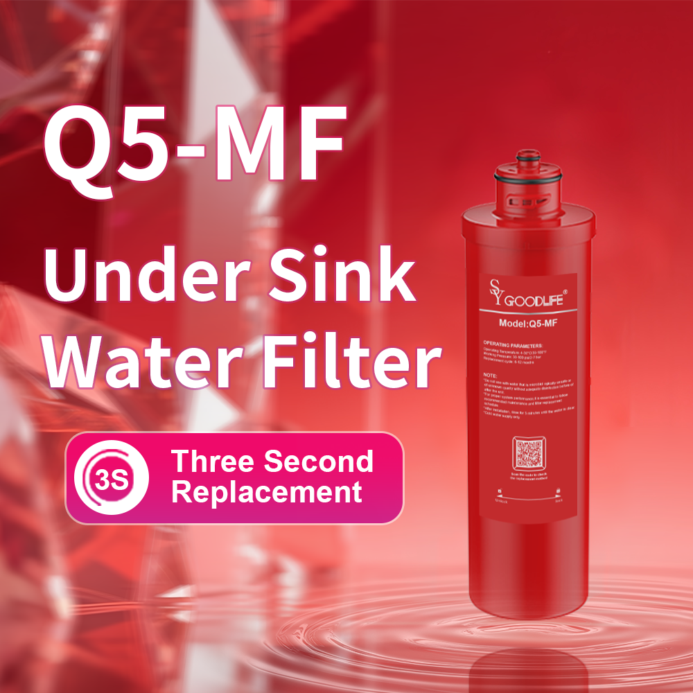 Cartouche de remplacement SY GOODLIFE Q5-MF(AS) pour filtre à eau sous évier à connexion rapide, réduit efficacement le fluorure, le plomb, le chlore et les odeurs. 