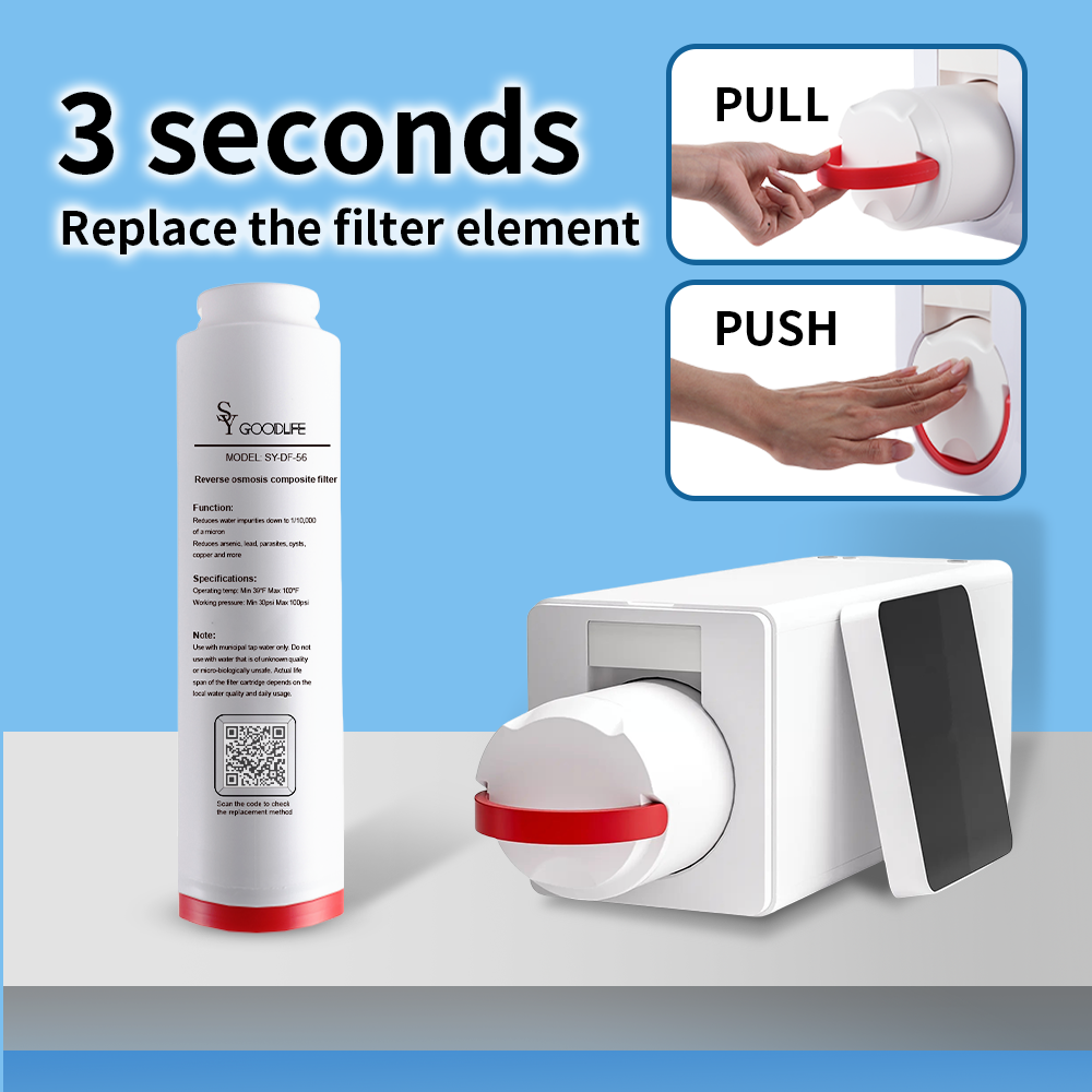 SY GOODLIFE DF-56 Reverse Osmosis System, Tankless,not Require Electricity Reverse Osmosis Under Sink Water Filter,2:1 Pure to Drain,0 Power Consumption