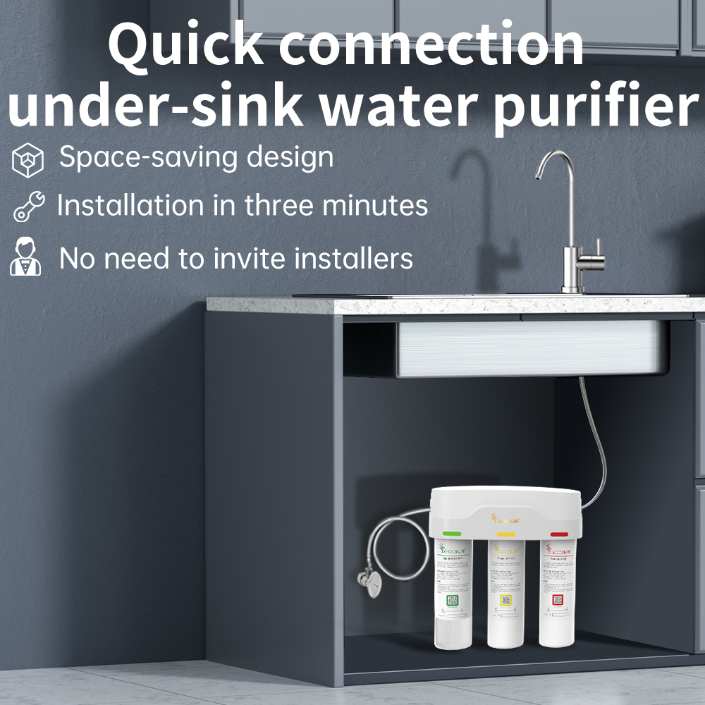 SYGOODLIFE 3-Stage Filtration Under Sink Water Filter,Reduces Fluoride,Chlorine,Bad Taste&Odor,and Some Heavy Metals