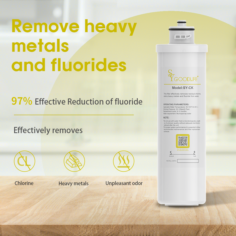 Cartouche de remplacement pour filtre à eau sous évier SYGOODLIFE SY-CK, compatible avec le système de filtration d'eau à 3 étapes SY-M3-CF.