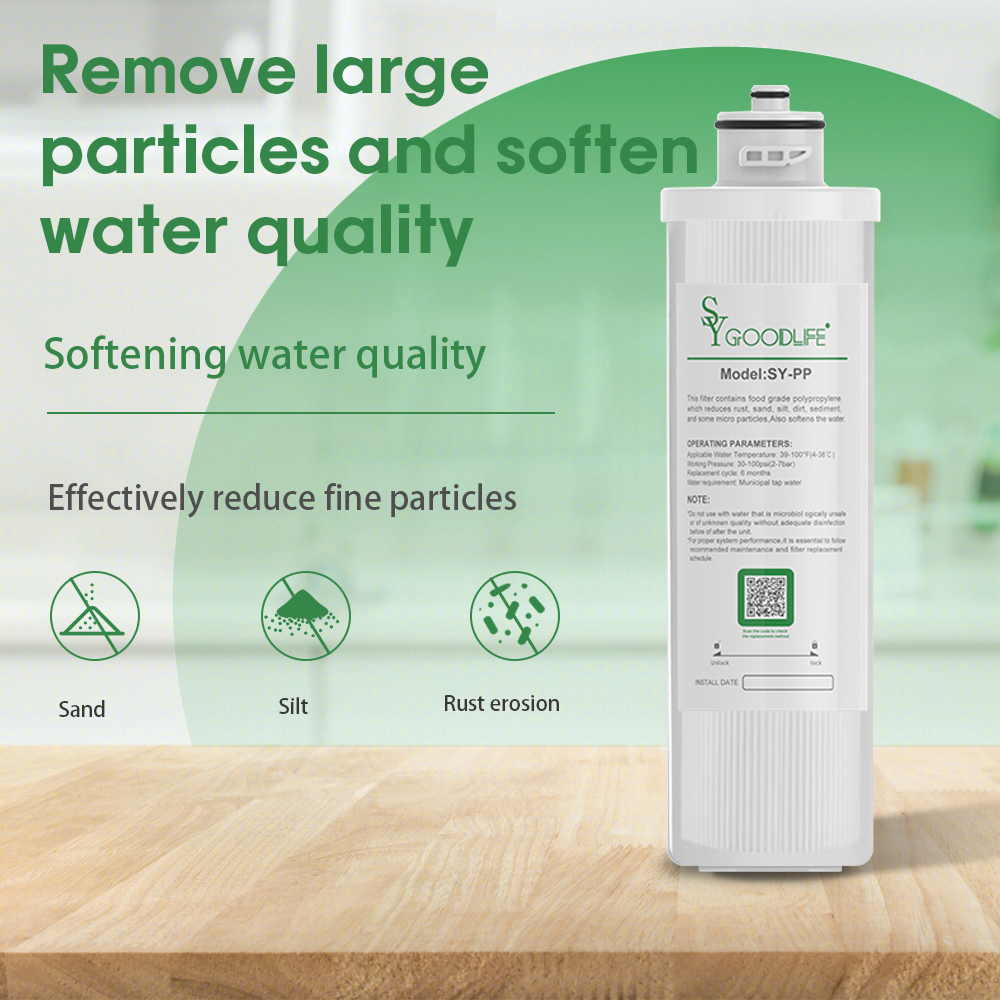 Cartouche de remplacement pour filtre à eau sous évier SYGOODLIFE SY-PP, compatible avec le système de filtration d'eau à 3 étapes SY-M3-CF.